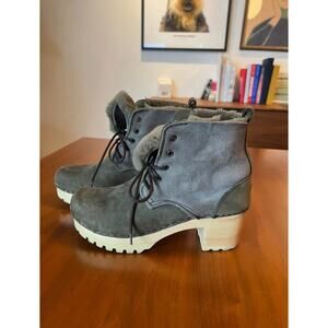 No.6 Lace up shearling and Wooden Clog Boot Size 39